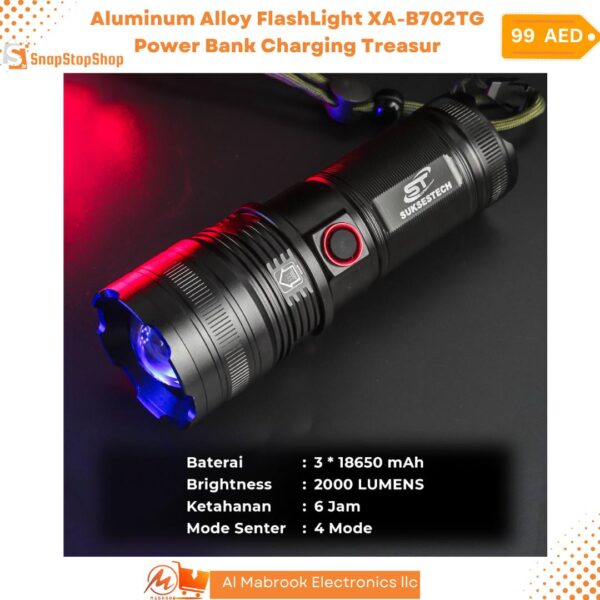 FlashLight-Aluminum-Alloy-FlashLight-XA-B702TG-Power-Bank-Charging-Treasur-LIGHTFE-365nm-LED-Flashlight-high-power-3-UV-beads-Light-Identification-black-light-UV-torch-3-18650-batteries