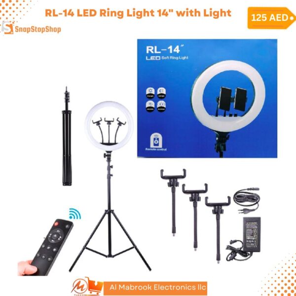 RL-14 LED Ring Light 14 with Light Stand, Color Filter, Phone Holder for Makeup, YouTube, TikTok, CameraPhone Video Shooting